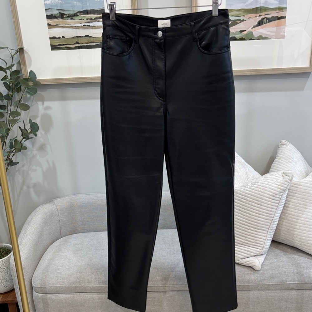 Wilfred Black Straight Leg Faux Leather Pants